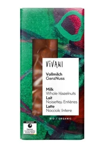 VIVANI Čokoláda mléčná s celými oříšky 100 g